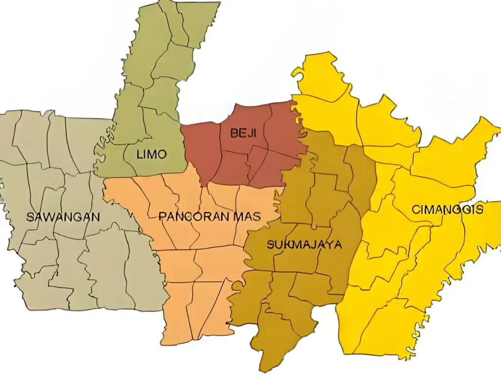 Peta Area Layanan Rental Mobil Anugrah Transport di Depok